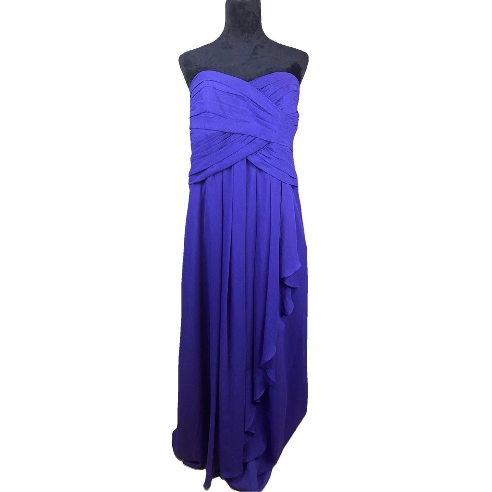 DAVID's BRIDAL Elegant Purple Strapless Bridesmaids Formal‎ Prom Dress Size 16